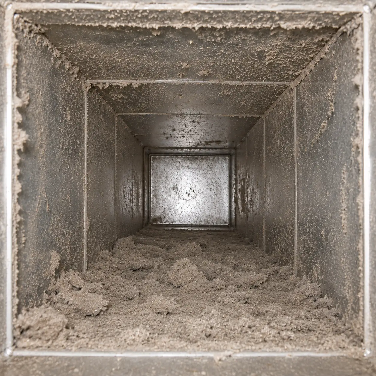 Dirty air duct before cleaning