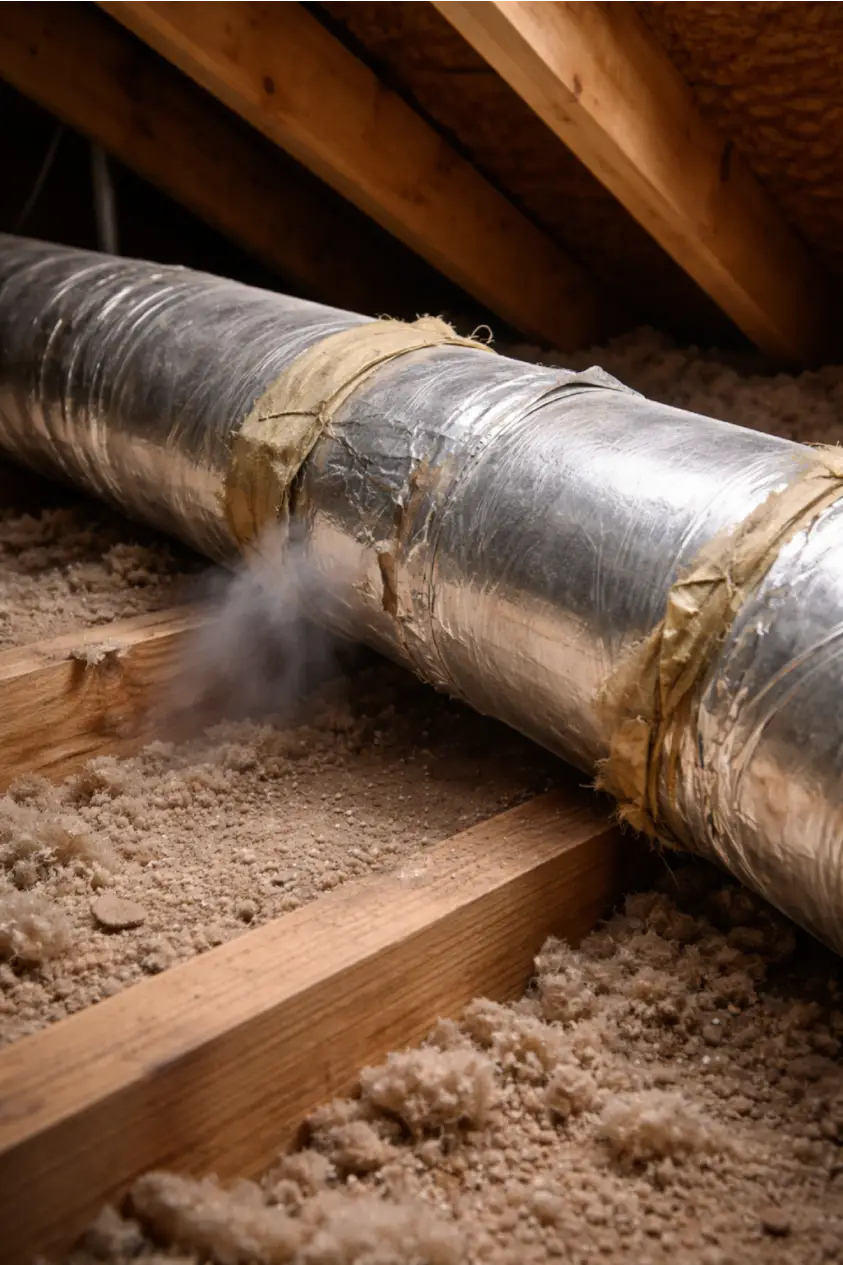 Dirty air duct before cleaning